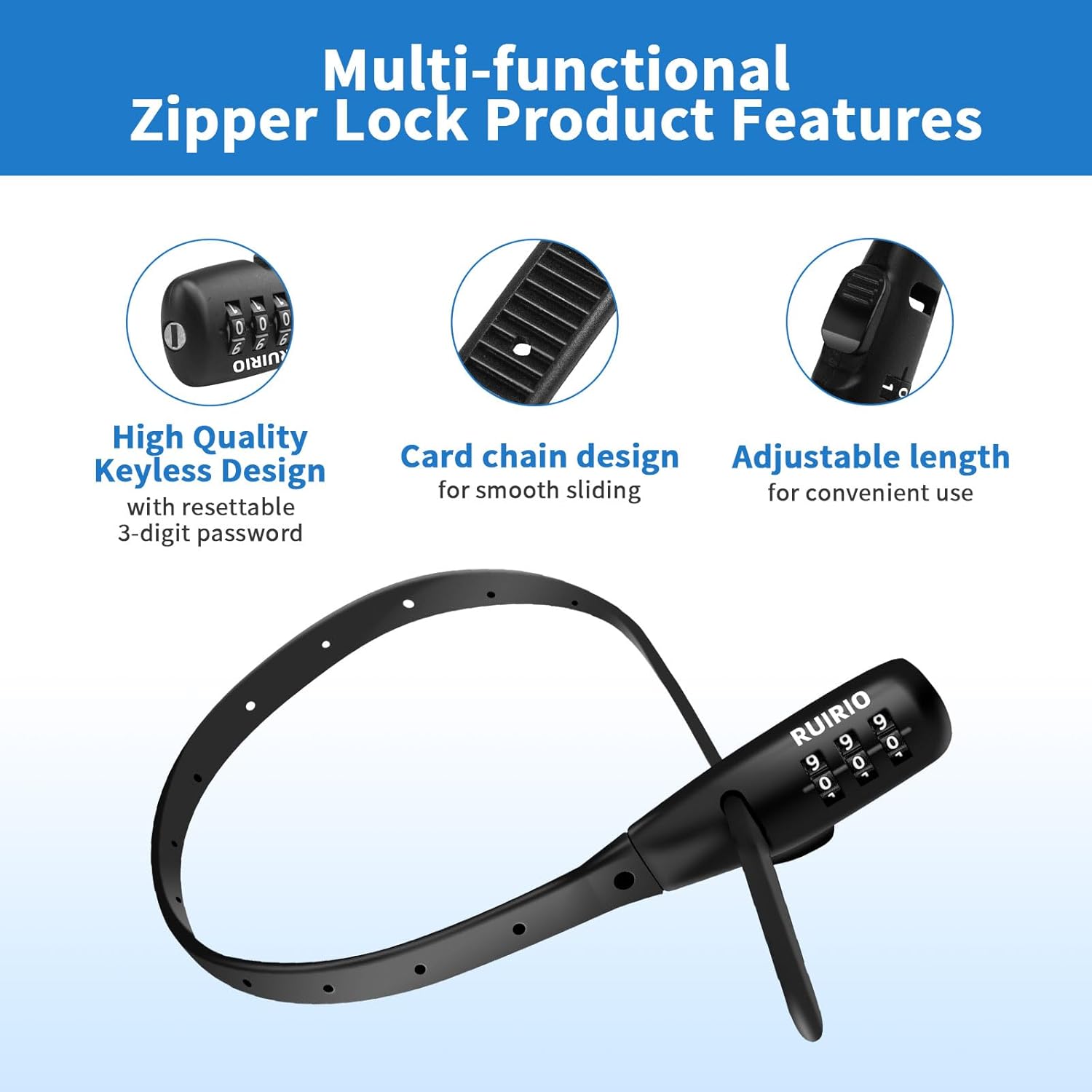 Zip Tie Lock Adjustable Cable Lock for Kids Bike, Helmet, Fridge, Scooter, Cabinets, Drawers, Suitable for Adult, Child. 3 Pack (Black)