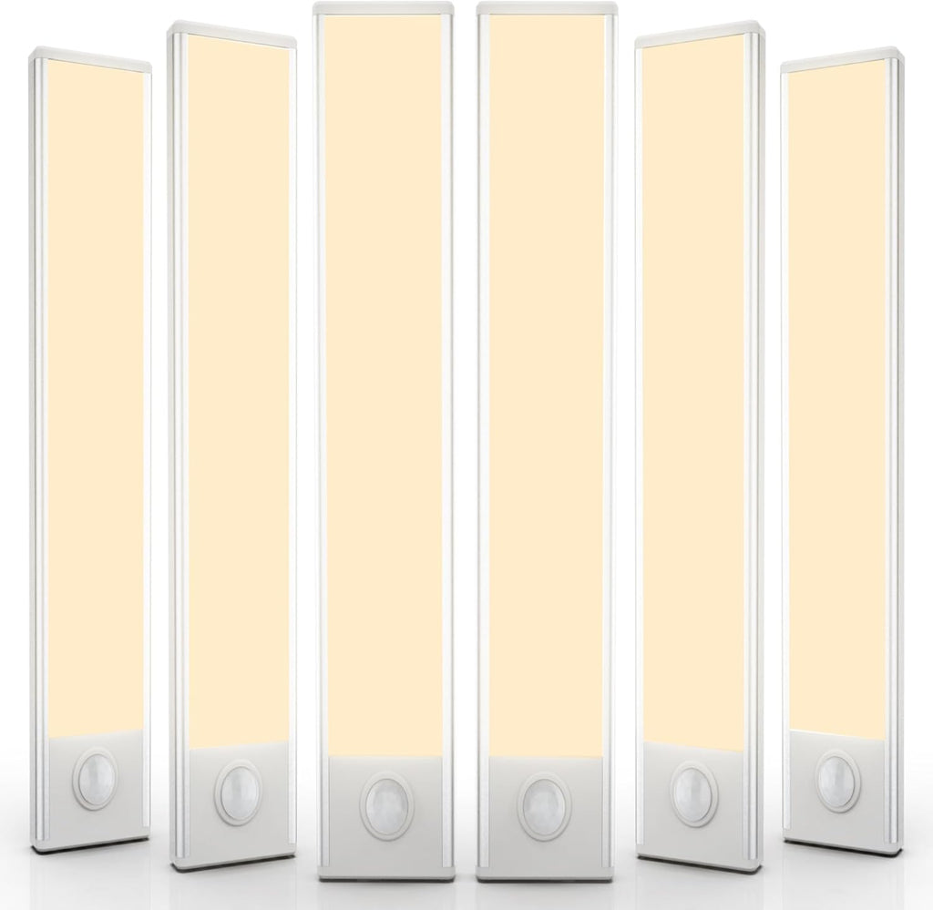 6 Pack Under Cabinet Lighting Wireless, 68 LED Rechargeable Battery Motion Sensor Light Indoor, Stick On Magnetic Closet Lights, Under Counter Lights for Kitchen, Stairs, Warm 16 in