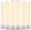 6 Pack Under Cabinet Lighting Wireless, 68 LED Rechargeable Battery Motion Sensor Light Indoor, Stick On Magnetic Closet Lights, Under Counter Lights for Kitchen, Stairs, Warm 16 in