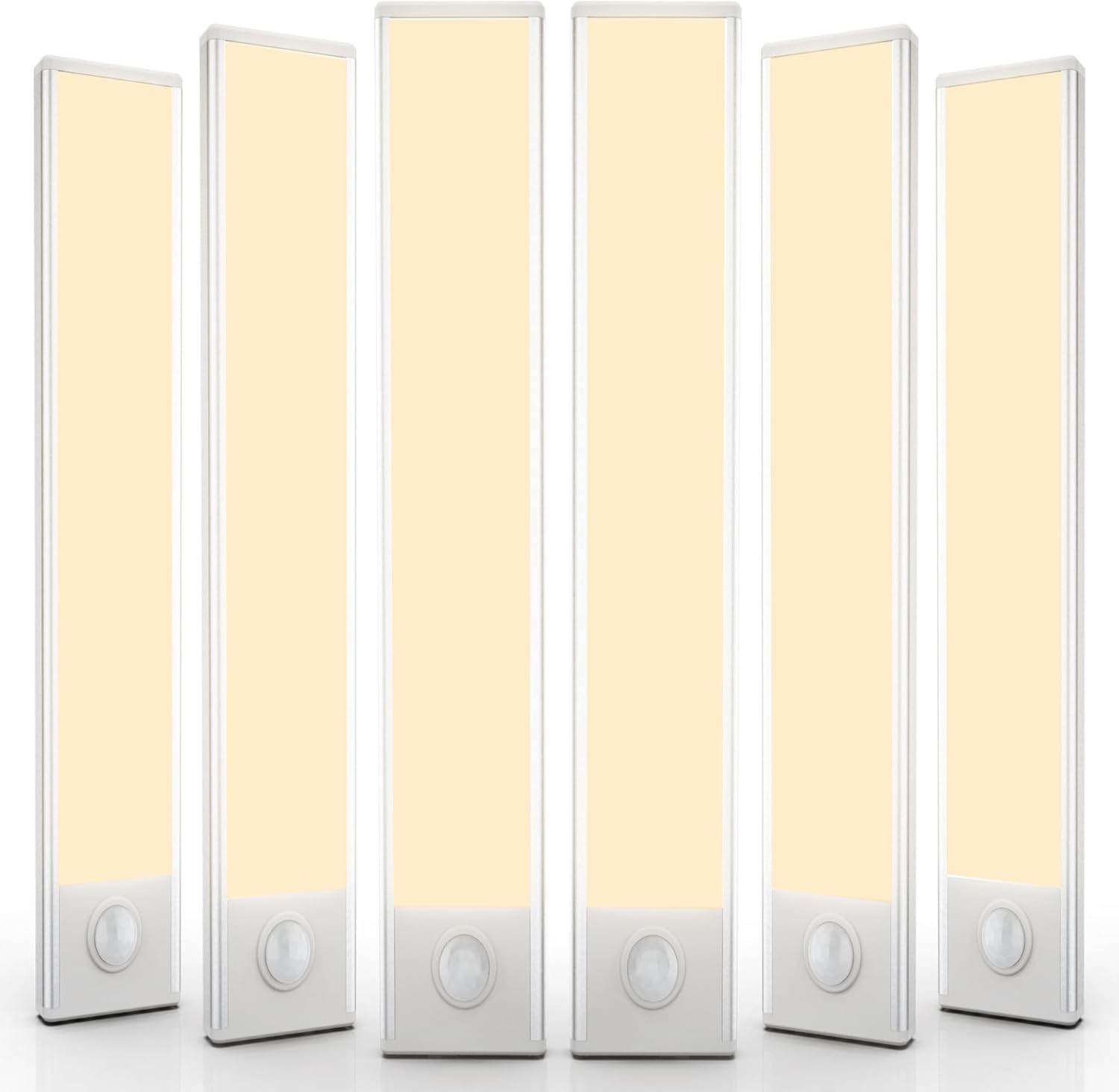 6 Pack Under Cabinet Lighting Wireless, 68 LED Rechargeable Battery Motion Sensor Light Indoor, Stick On Magnetic Closet Lights, Under Counter Lights for Kitchen, Stairs, Warm 16 in