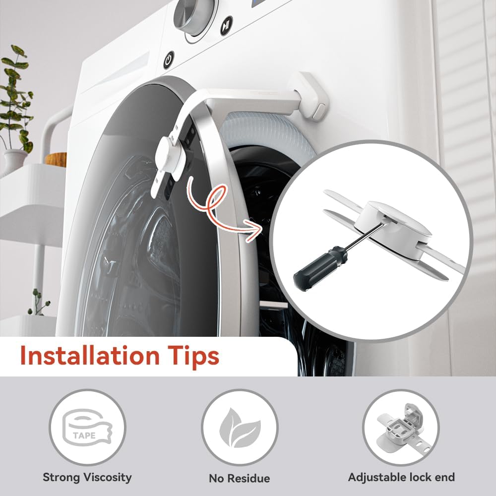 EUDEMON Baby Safety Washer/Dryer Door Stopper,Front Load Washer Door Prop for Kids, Child Washing Machine Door Holder, Safety Door Lock for Washer & Dryer (2 Pack,White)