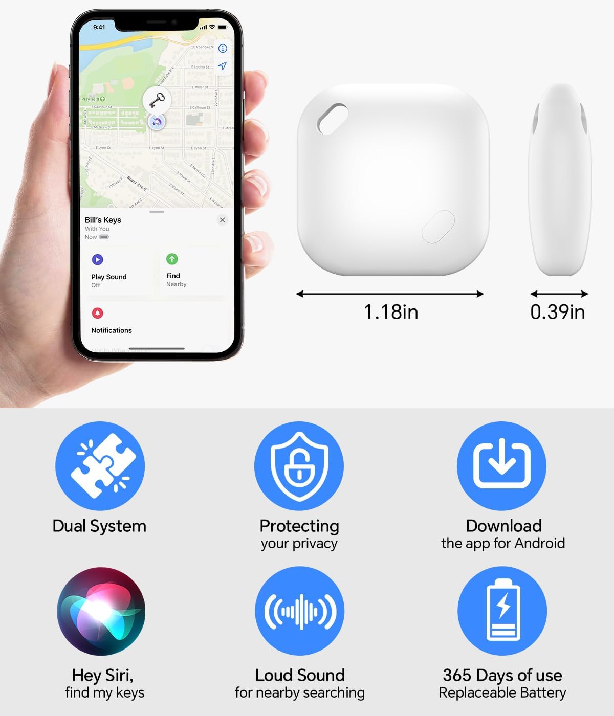 Air Tracker Tag, IP67 Waterproof Bluetooth Tracker, Keychain Finder, Item Locator Compatible with iOS and Android for Backpacks, Suitcases and Wallets, Cars, Keys and Cameras(White-4)