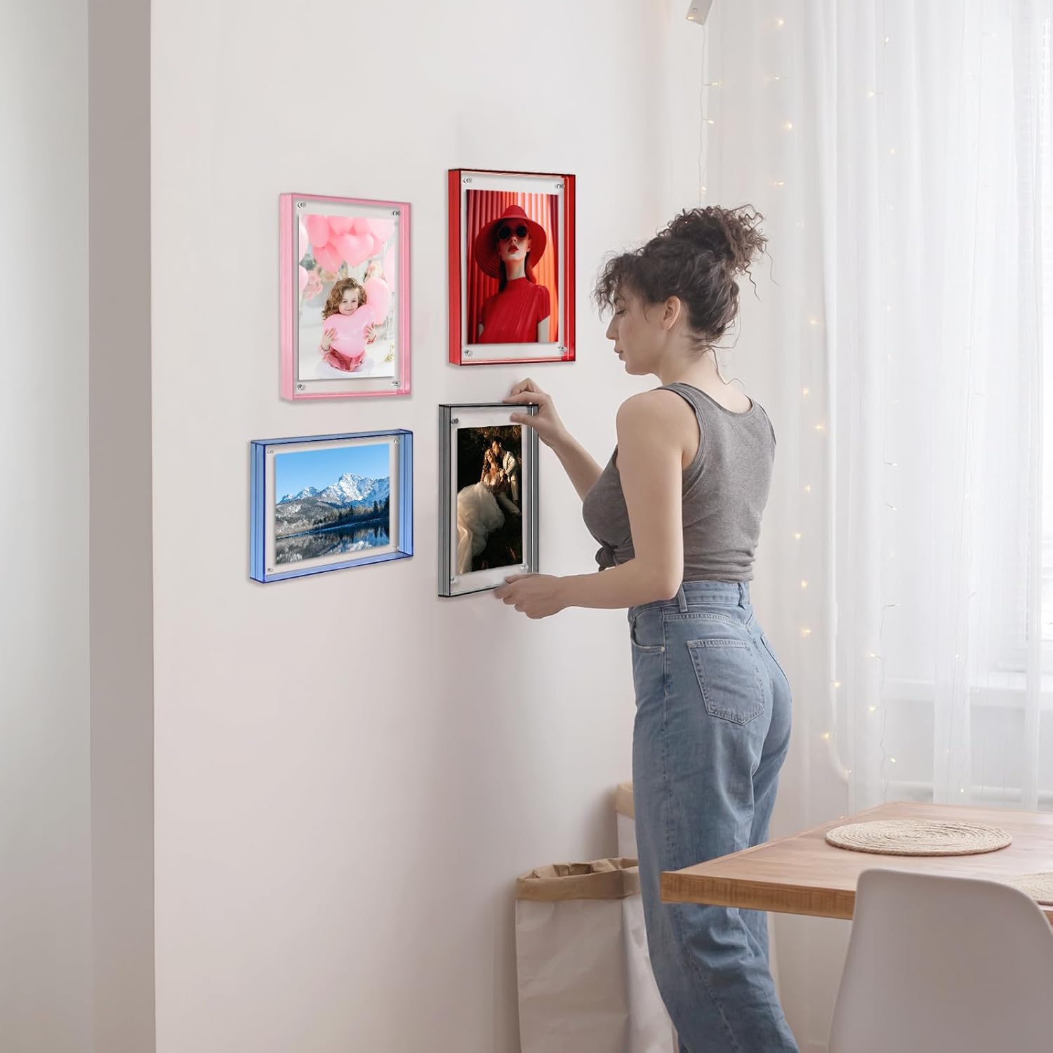 8x10 Picture Frames, Stunning Color Acrylic Photo Frame, Wall & Tabletop Display Frames, Modern Floating Style for Home Office Decoration, Black (1 Pack)