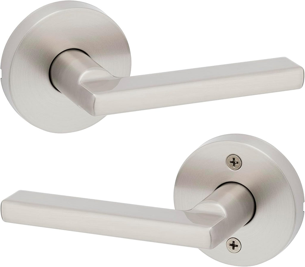 Kwikset Halifax Interior Passage Door Knob, Round Handle for Closet and Hallway Doors, Non-Locking Doorknob in Satin Nickel, with Microban Protection