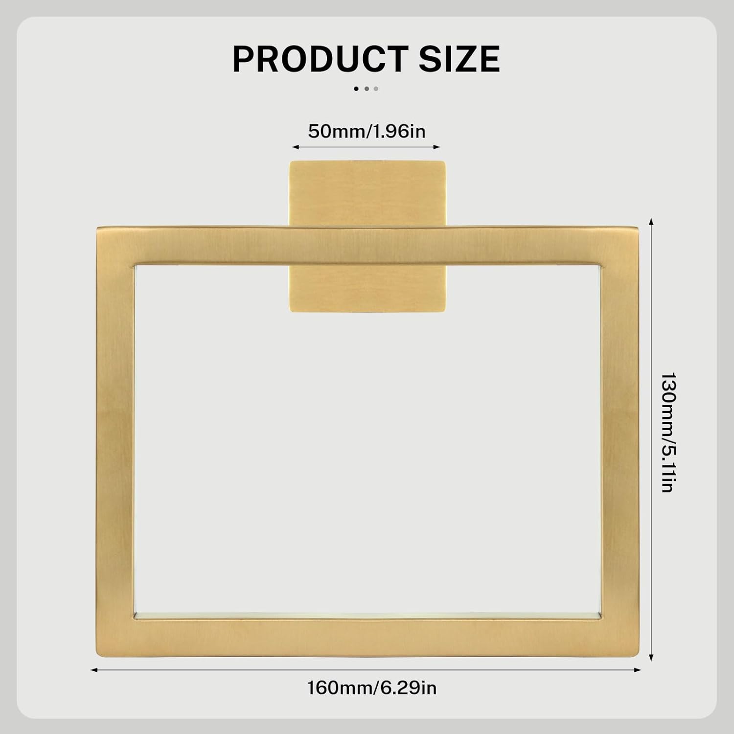 Brushed Gold Towel Ring,Square Hand Towel Holder,Towel Hanger, Bathroom Hardware Accessories,Stainless Steel Wall-Mounted Towel Rack