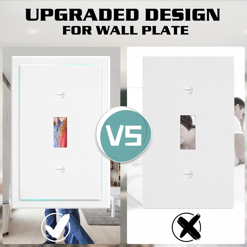 1-Gang Modern Edge Decorative Wall Plate Cover Switch Outlet Single Toggle Electrical Faceplate for Light Switches, Smart Switch, GFCI, Dimmers, Receptacle, USB Outlet (4 Pack, Single Toggle)