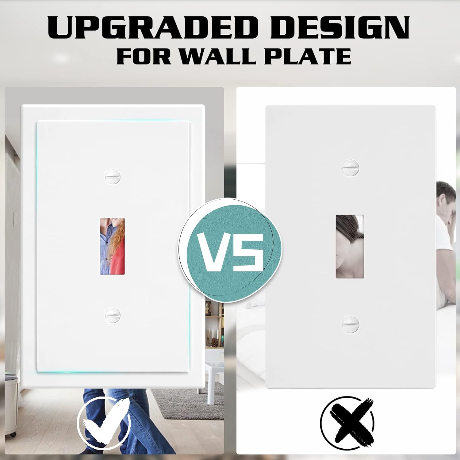 1-Gang Modern Edge Decorative Wall Plate Cover Switch Outlet Single Toggle Electrical Faceplate for Light Switches, Smart Switch, GFCI, Dimmers, Receptacle, USB Outlet (10 Pack, Single Toggle)