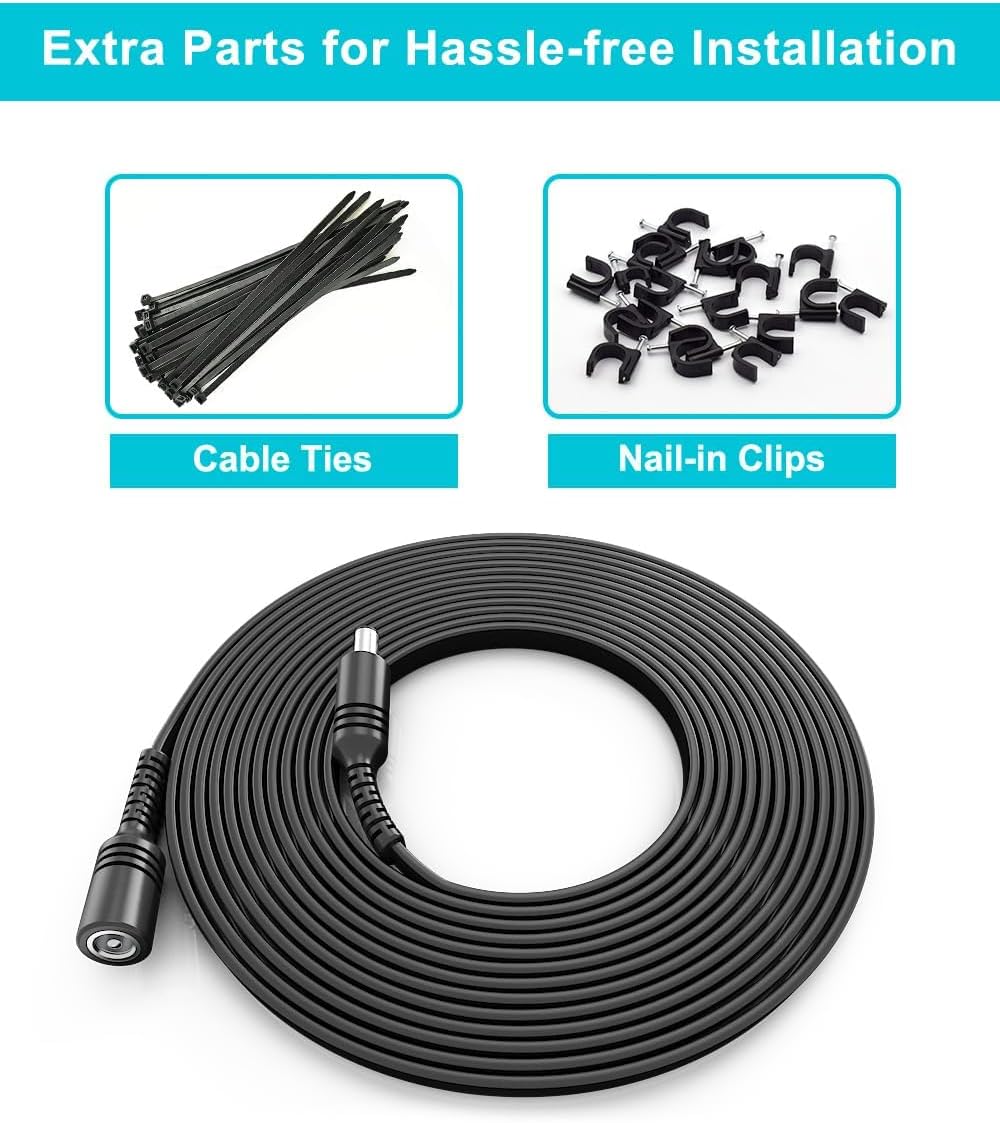 Basesailor 12V DC Extension Cable 10ft 2 Pack,5V 9V 24V 2.1mm x 5.5mm 5521 Power Supply Adapter Long Flat Extender Cord,Female to Male Wire for Outdoor CCTV Security Camera,IP Network Camera,DVRs
