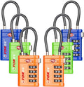 Forge TSA Approved Luggage Locks 4 Digit Combination TSA Travel Locks with TSA008, Open Alert Indicator, Zinc Alloy Body for Luggage, Suitcase, Backpack, and More. 3 Color 6 Locks.