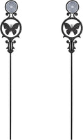 Touch of Class Pathways Reflective Driveway Marker Stake Set of Two for Outdoor Use | Butterfly Emblem Design | Personalized Tall Reflector Set of 2 | Black Durable Finish