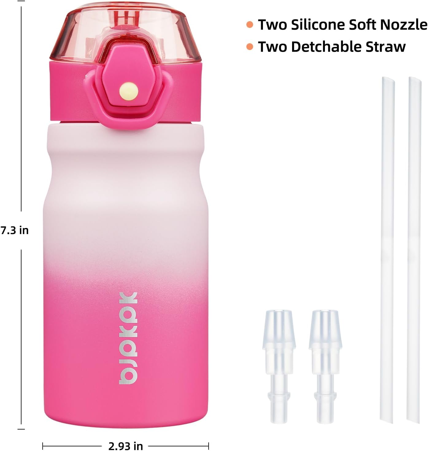 BJPKPK Insulated Water Bottle 14oz Stainless Steel Water Bottles with Straw and Carry Handle Double Wall Metal Thermal Flask,Cherry Blossom