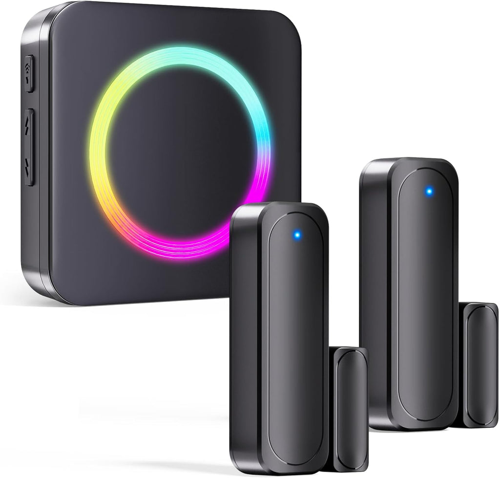 Door Alarm, Satisure Wireless Door Sensor Chime When Door Opens, Door Entry Alarm Chime for Business/Home/Kids, Door Alarm Door Ringer Alert (1 Chime+2 Sensors)