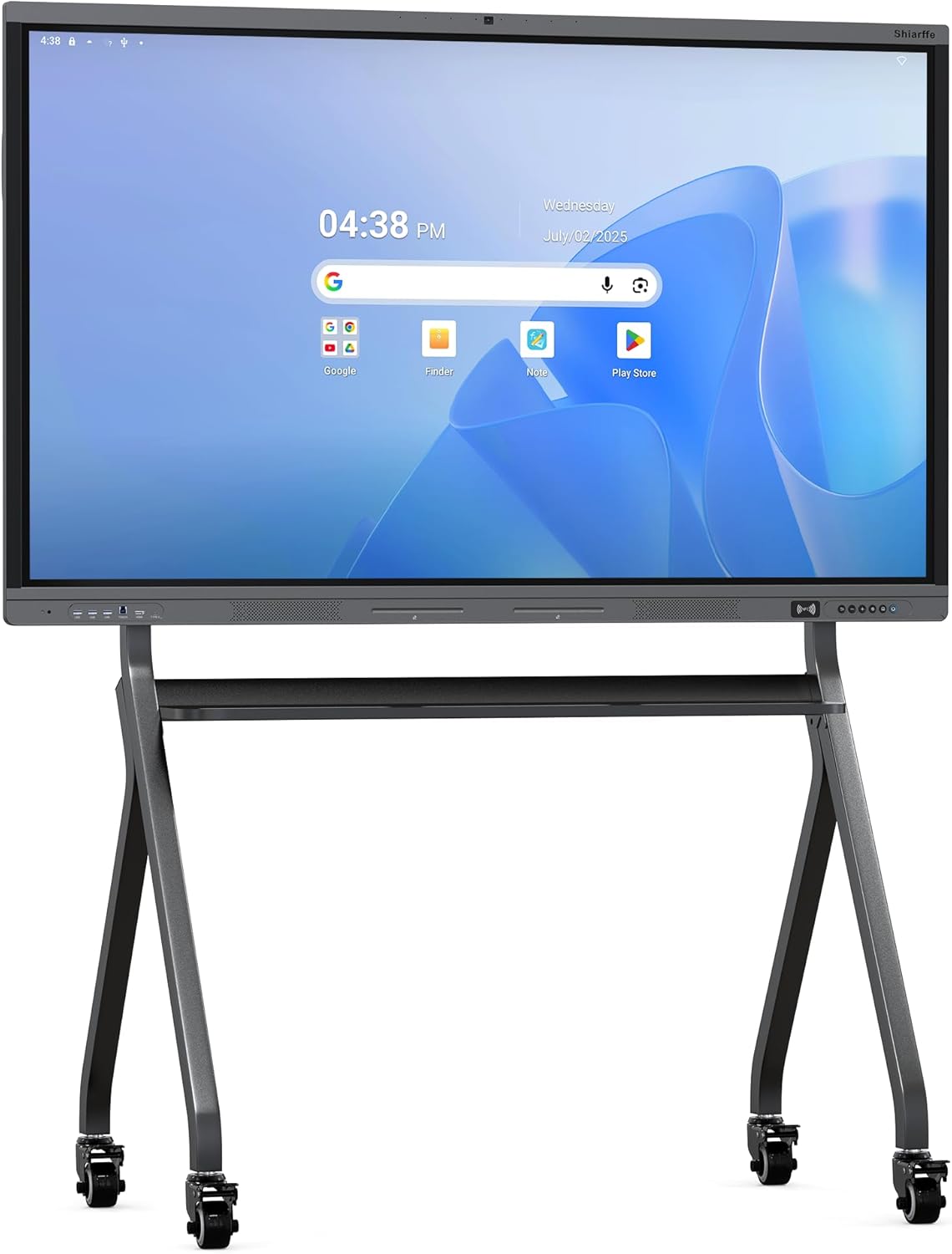 Shiarffe X5 Smart Board with Stand 4K Interactive Whiteboard EDLA-Certified All-in-One Touchscreen Digital Display Built-in 48MP Camera Mics and Speaker for Classrom Hybrid Work