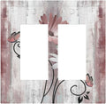 Decorative Outlet Covers Pink White Daisy Butterfly Wood Grain 2 Gang Double GFCI Rocker Electrical Wall Panels Light Switch Cover Plate for Farmhouse Bathroom Decor