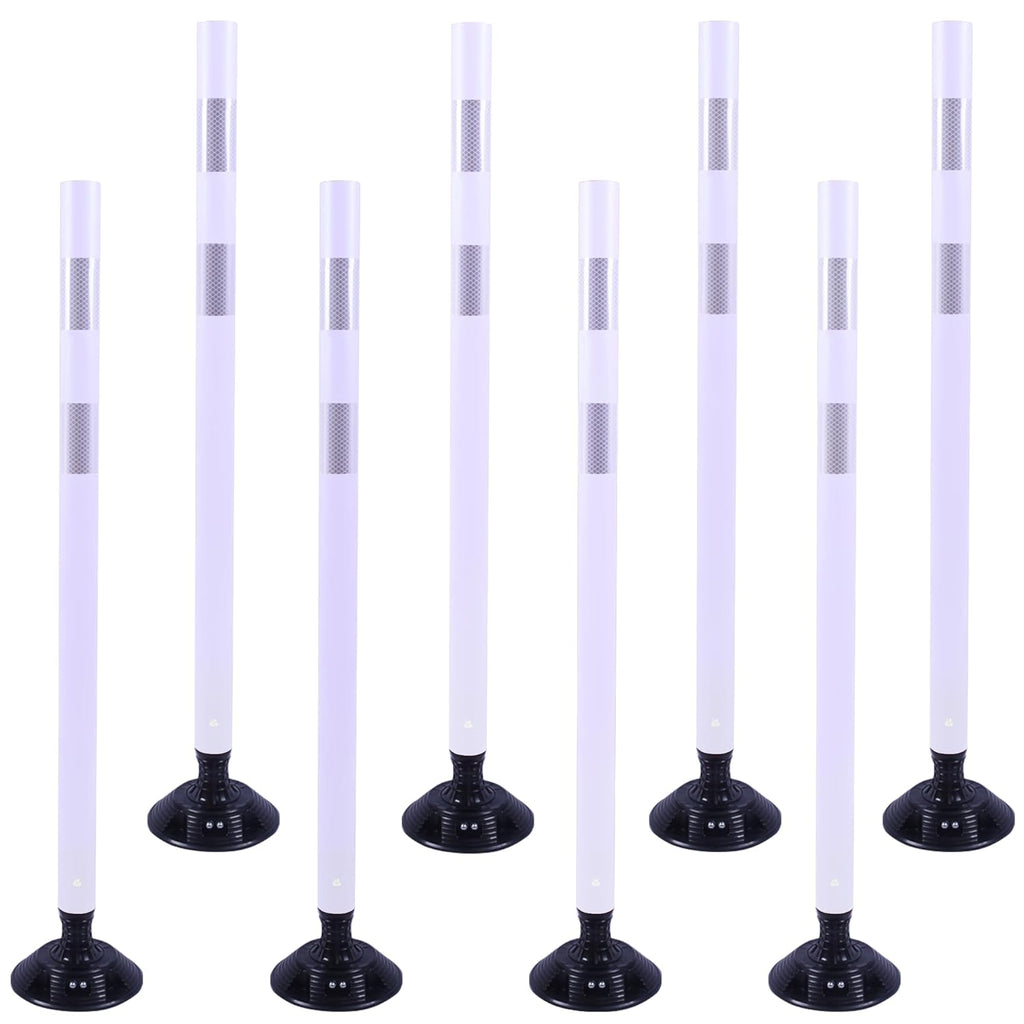 OrangeStar 8 Pack Delineator Post 48" White Traffic Delineator Cones with Fixable Base for Road Safety, Parking Lots