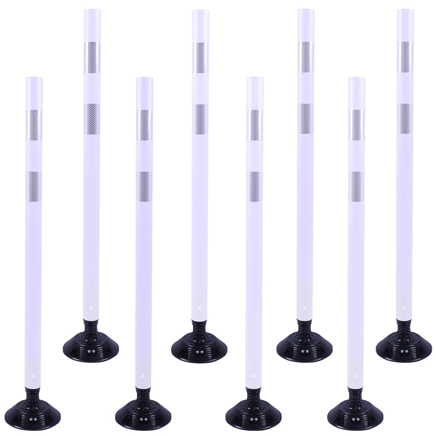 OrangeStar 8 Pack Delineator Post 48" White Traffic Delineator Cones with Fixable Base for Road Safety, Parking Lots