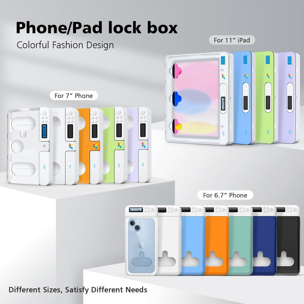 ySky Cell Phone Lock Box with Timer,Portable Timed Phone Lock Box for iPhone and Android Phones, Self-Control Timer Phone Locker Jail to Help Kids,Students Focus Back