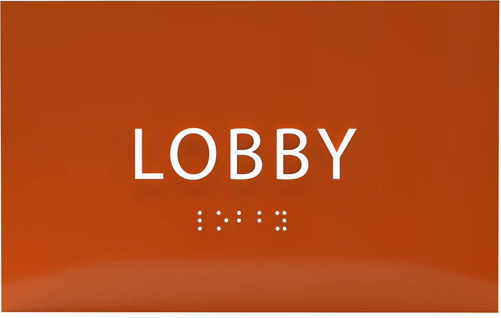 6" X4" Lobby Sign - Tactile Graphics Grade 2 Braille Text Reception Area Sign| Utility ADA Compliant Wall Mount Plastic Signs For Hospital, Offices, Businesses & Apartments