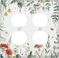 Outlet Covers Sage Plant Red Mushroom Butterfly Wild Flower 2 Gang Double Duplex Decorative Light Switch Covers Electrical Wallplates Socket Faceplate For Bed Room Kids Room Decor