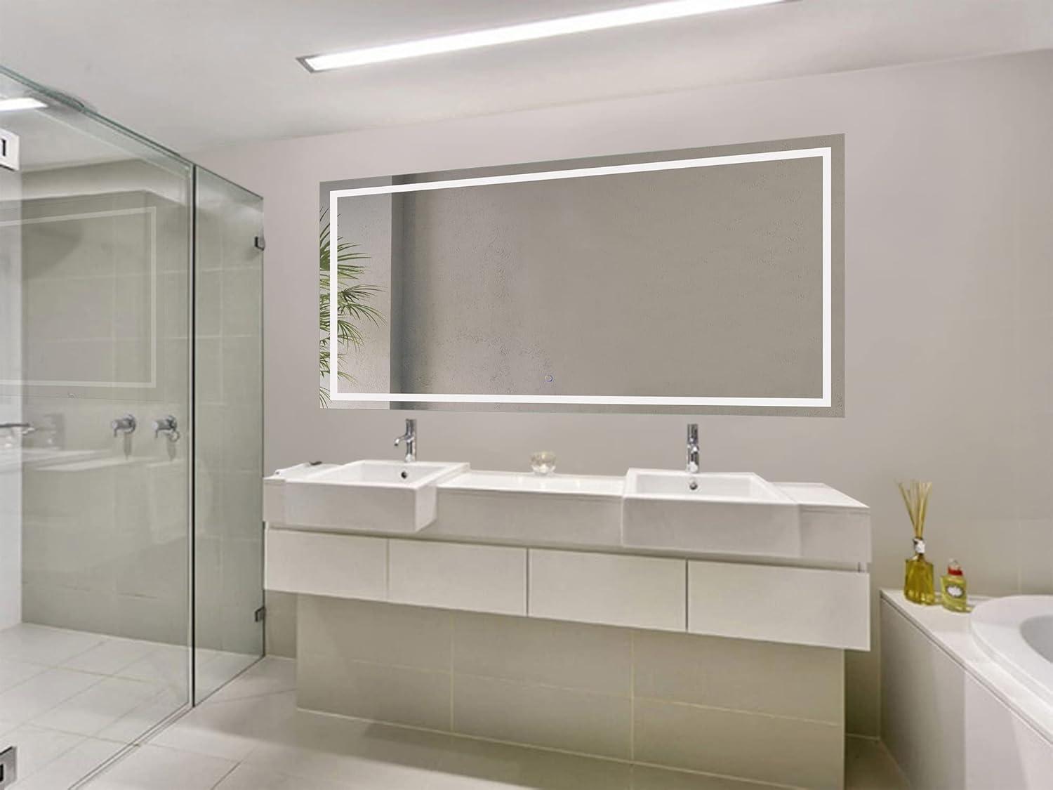 Krugg | Large 72 Inch X 36 Inch LED Bathroom Mirror | Lighted Vanity Mirror Includes Dimmer & Defogger | Wall Mount Vertical or Horizontal Installation