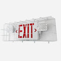TANLUX Exit Sign Combo with Steel Cage, Square Light Head, Wall Mounted Emergency Exit Light with Protective Wire Guard, Red Exit Sign with Emergency Lights