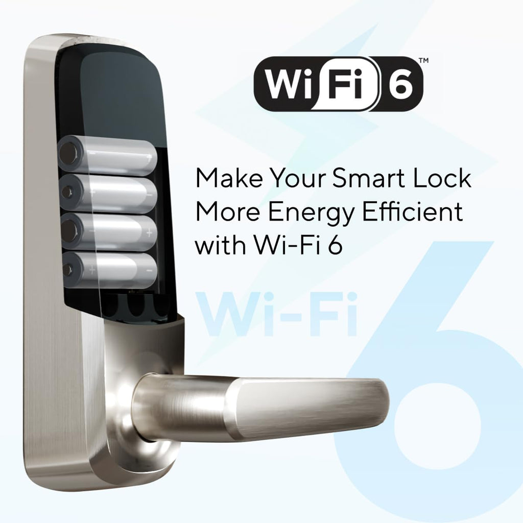 ULTRALOQ Latch 5 Smart Lock, Built- in WiFi 6 Fingerprint Door Handle Lock, Biometric Keyless Entry Door Lever with App, Digital Touchscreen Keypad, Smart Locks for Front Door, App Remote Control