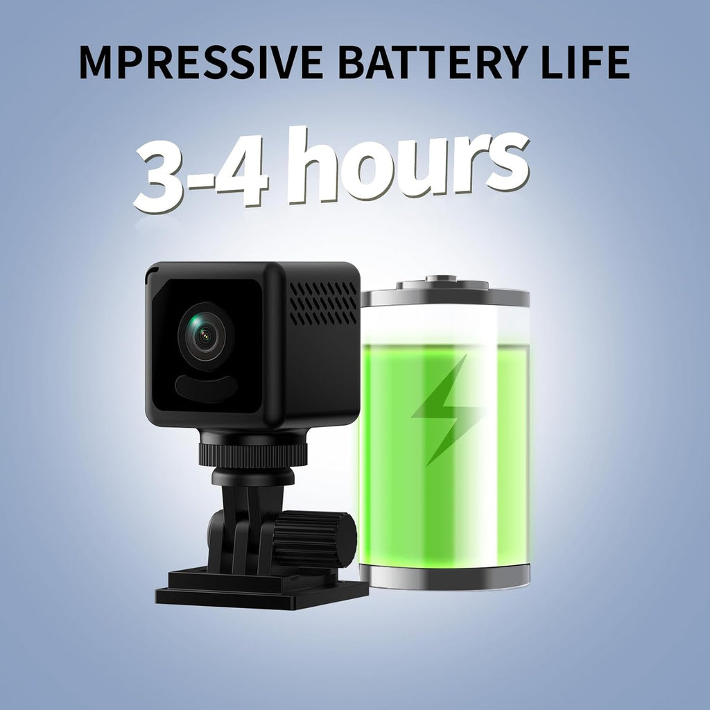 4K Mini Security Camera WiFi Wireless Camera Small Smart Portable HD Nanny Cam with Motion Detection Cloud & SD Storage Clear Night Vision Micro Cameras for Home Office Pet Baby Monitor Indoor/Outdoor