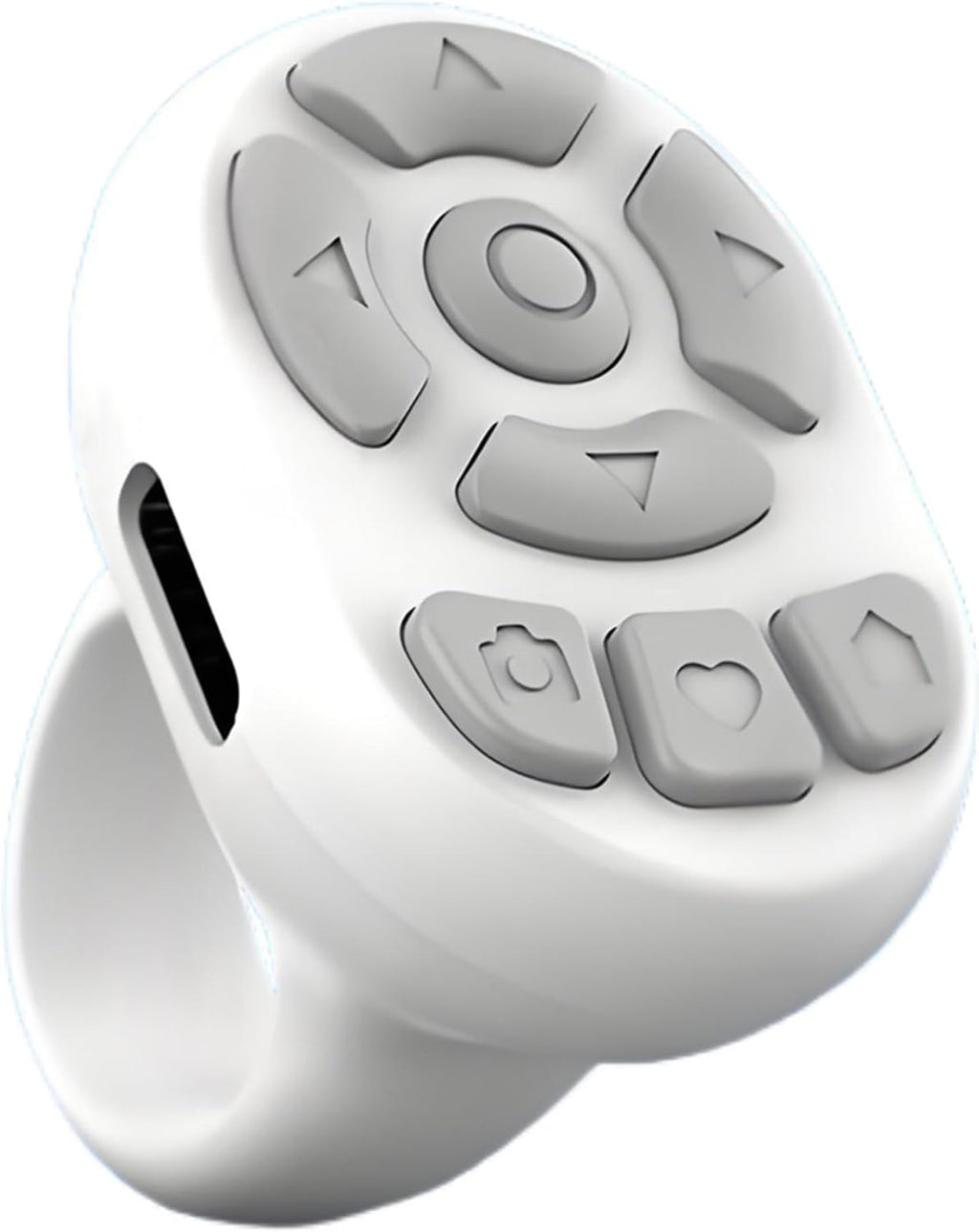 TK Rechargeable Fingertip Wireless Bluetooth Remote Control TK Scrolling Ring, RC Page Turner Music Video Camera Shutter for iPhone Android (White)