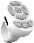 TK Rechargeable Fingertip Wireless Bluetooth Remote Control TK Scrolling Ring, RC Page Turner Music Video Camera Shutter for iPhone Android (White)
