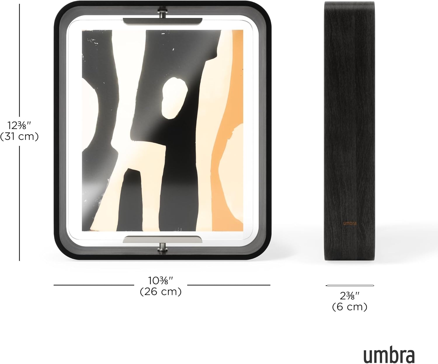 Umbra Bellwood 8x10 Desk Picture Frame with Bent Wood Trim and Two-Sided Rotating Display, Walnut