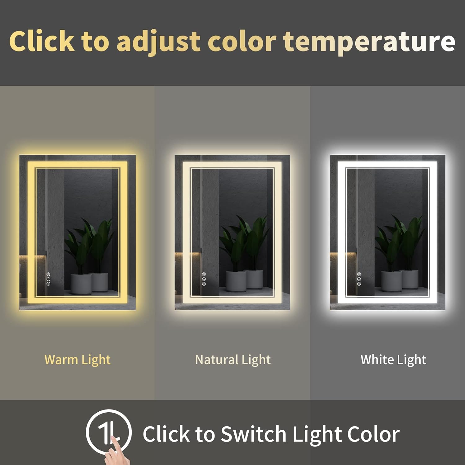 48x36 Inch Bathroom Mirror LED with Lights, Backlit and Front Lighted Anti-Fog Dimmable Memory Lighted Bathroom Vanity Mirror, Large Led Mirror for Bathroom