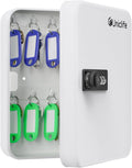 Uniclife 20 Position Key Cabinet with Combination Lock Resettable White Digital Security Storage Box Steel Key Organizer with Colorful Key Tag Labels Stickers and Hooks