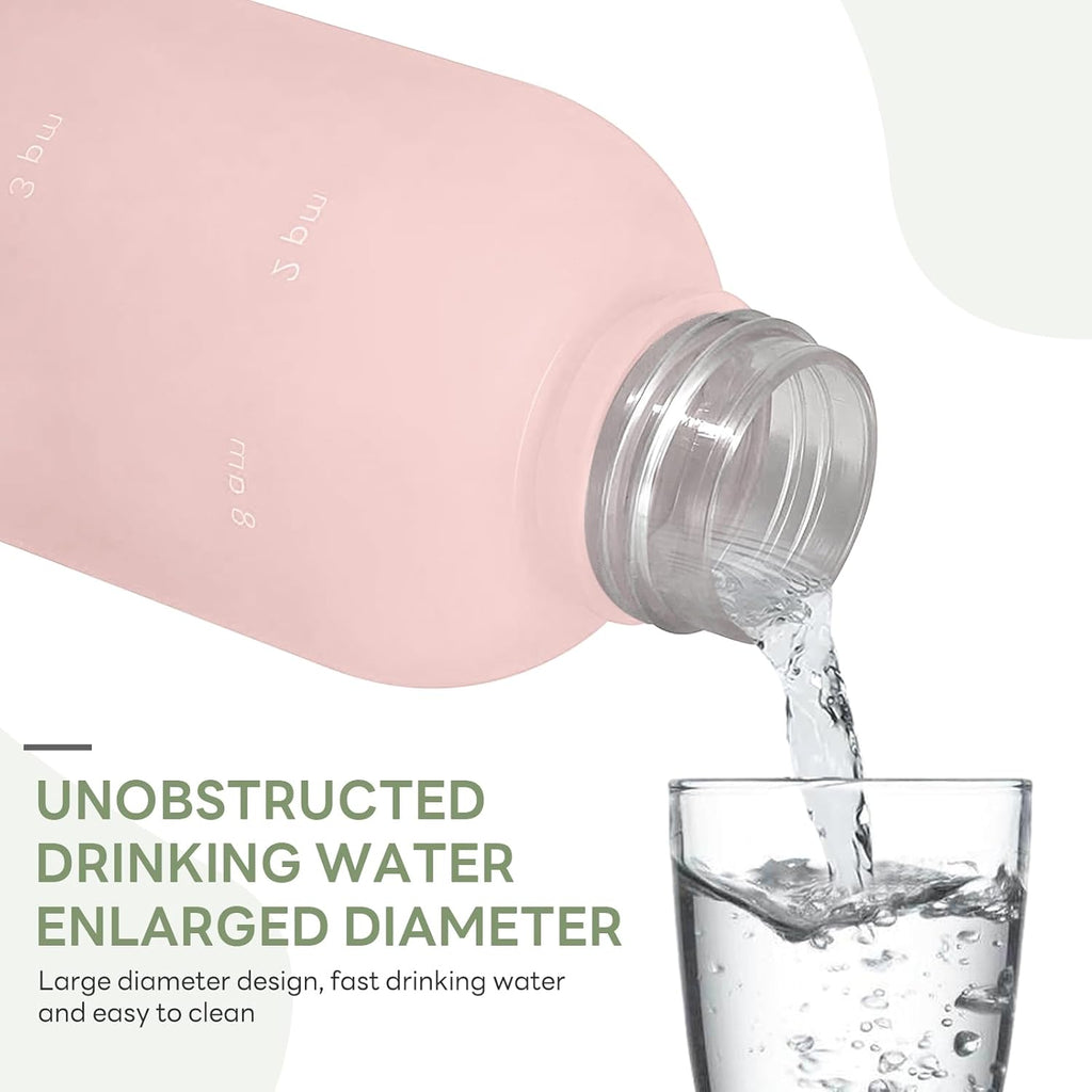 1L（33 oz） daily tracking schedule time hours reminder motivational day goals hydration capacity measured marker tracker plastic wide mouth measurements water bottle