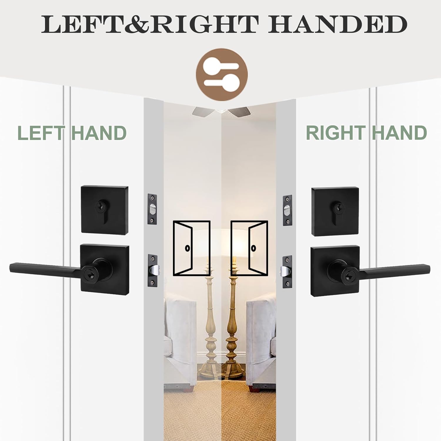 Keyed Entry Door Handle with Single Cylinder Deadbolt, Keyed Alike(Same Keys Only Per Set) Front Door/Exterior Door Lever Lockset, Matte Black, 20 Sets of Locks with 20 Sets of Different Keys