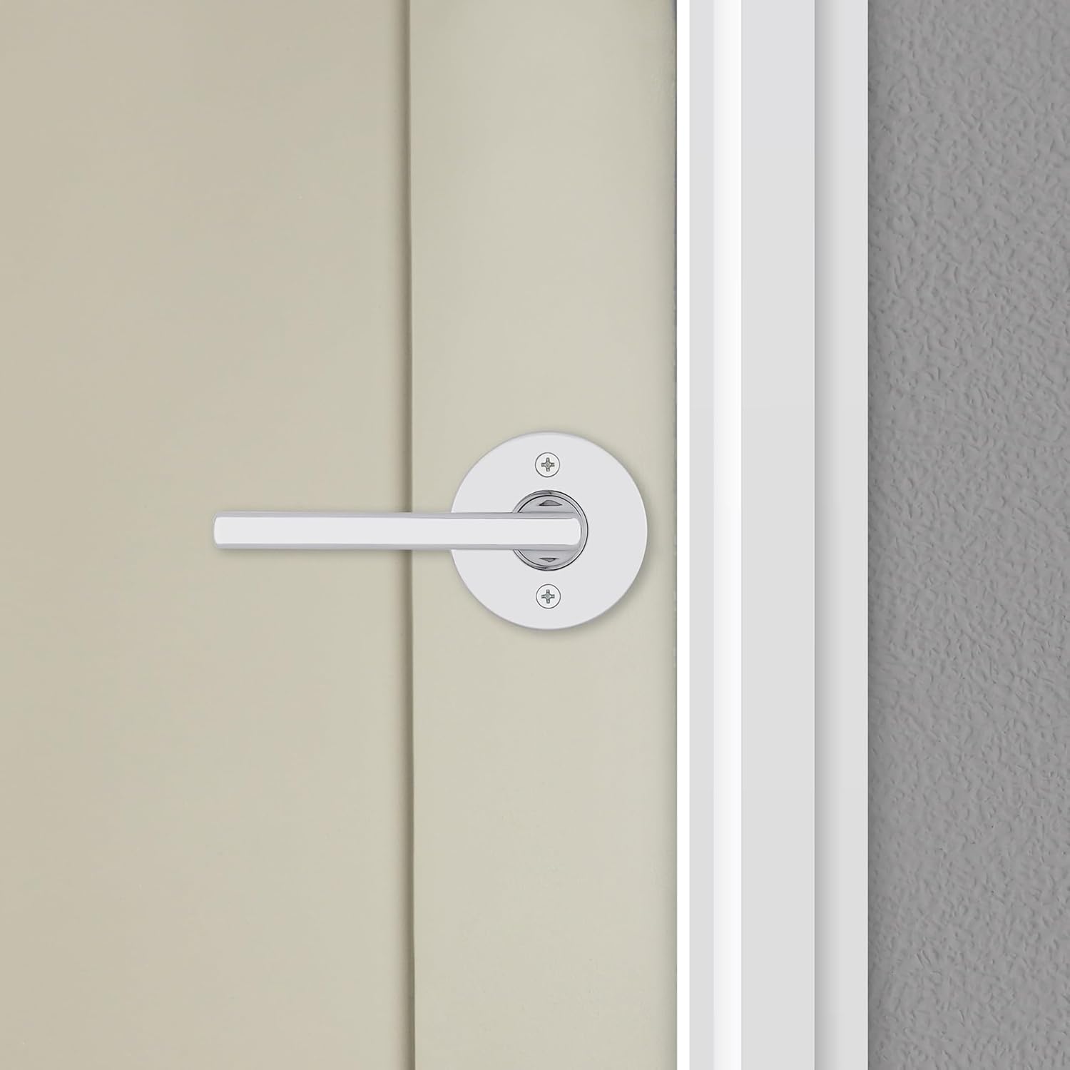 Kwikset Halifax Dummy Door Handle, Single Sided Round Lever for Closets, French Double Doors, and Pantry, Polished Chrome Non-Turning Reversible Interior Push/Pull Lever, with Microban Protection