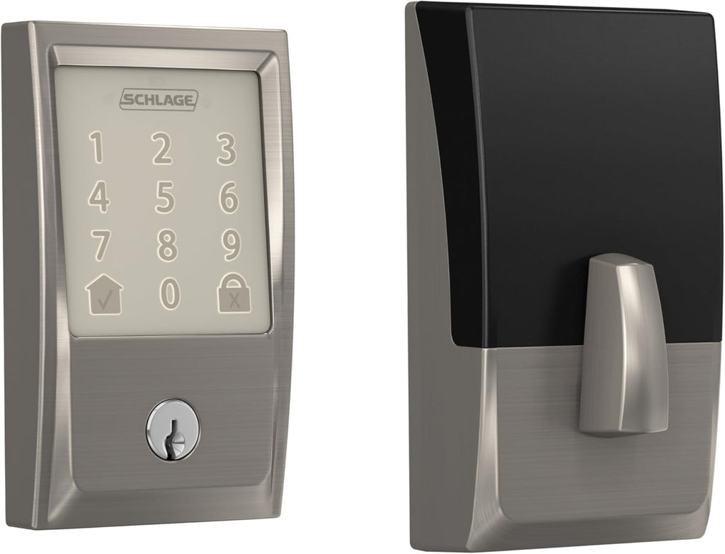 Schlage Encode Smart WiFi Deadbolt Lock for Front Door - Keyless Entry with App or Touchscreen - Works with Alexa, Hey Google, & Airbnb - Create Codes for Guests - Satin Nickel Silver