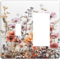 Boho Nursery Wildflower Flora Vintage Flower Outlet Covers 1 Toggle 1 Rocker Combination Decorative Wall Plate Electrical Switch Plates Light Switch Cover Plate for Bedroom Living Room Decor