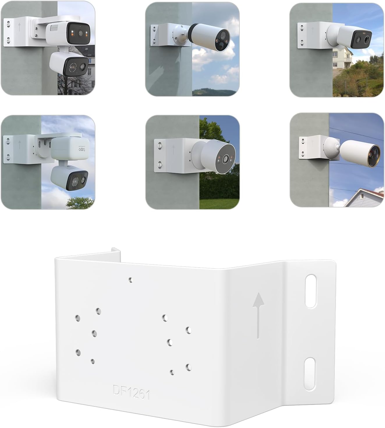 Corner Wall Mount Bracket Compatible with TP-Link Tapo C246D/C236/C216/C217/C113/C420/C400/C400 KIT/C460 Security Camera, Easy Installation with Precise Hole Positioning (White)