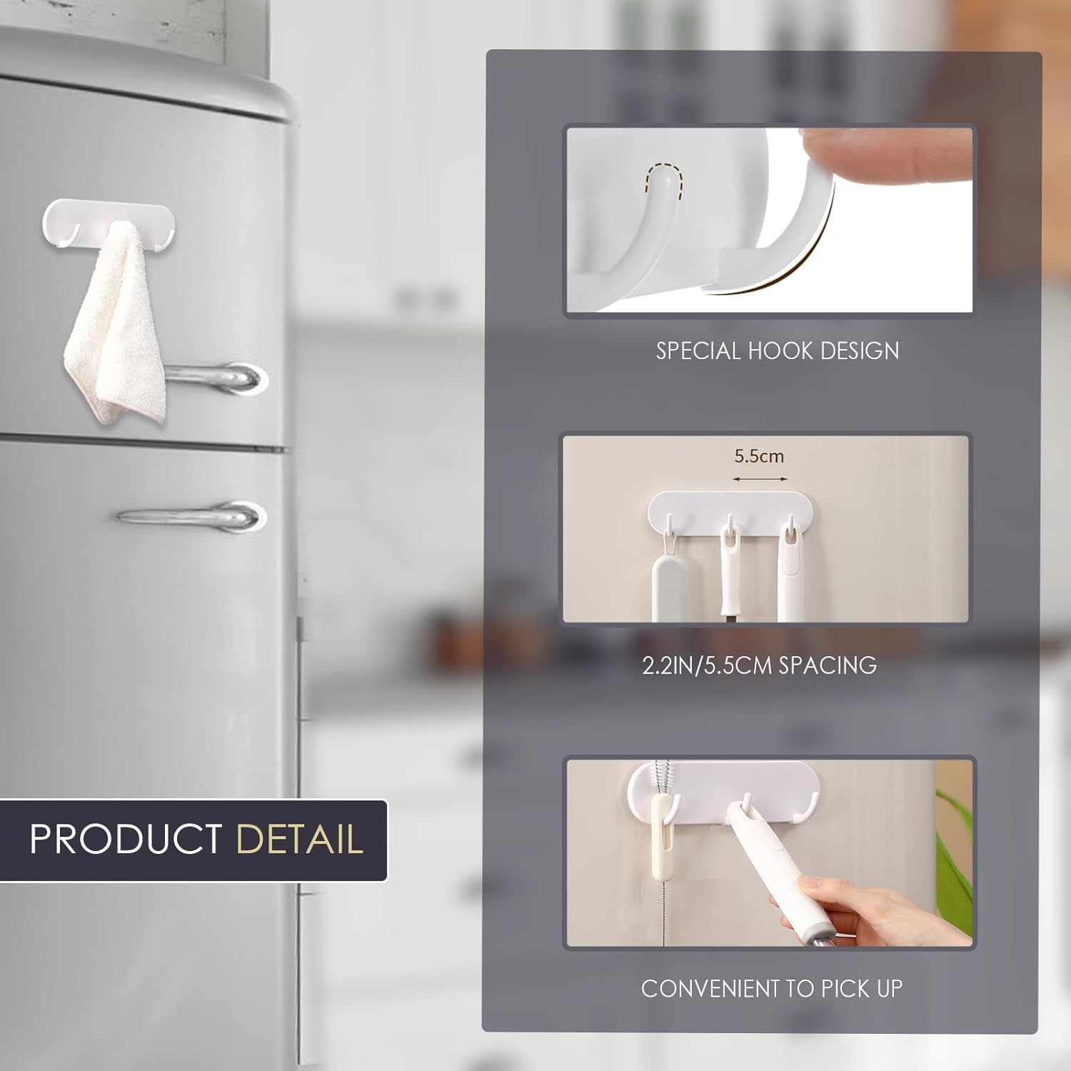 2-Pack Magnetic Key Holder with 3 Hooks for Refrigerator, Kitchen, and Laundry Rooms