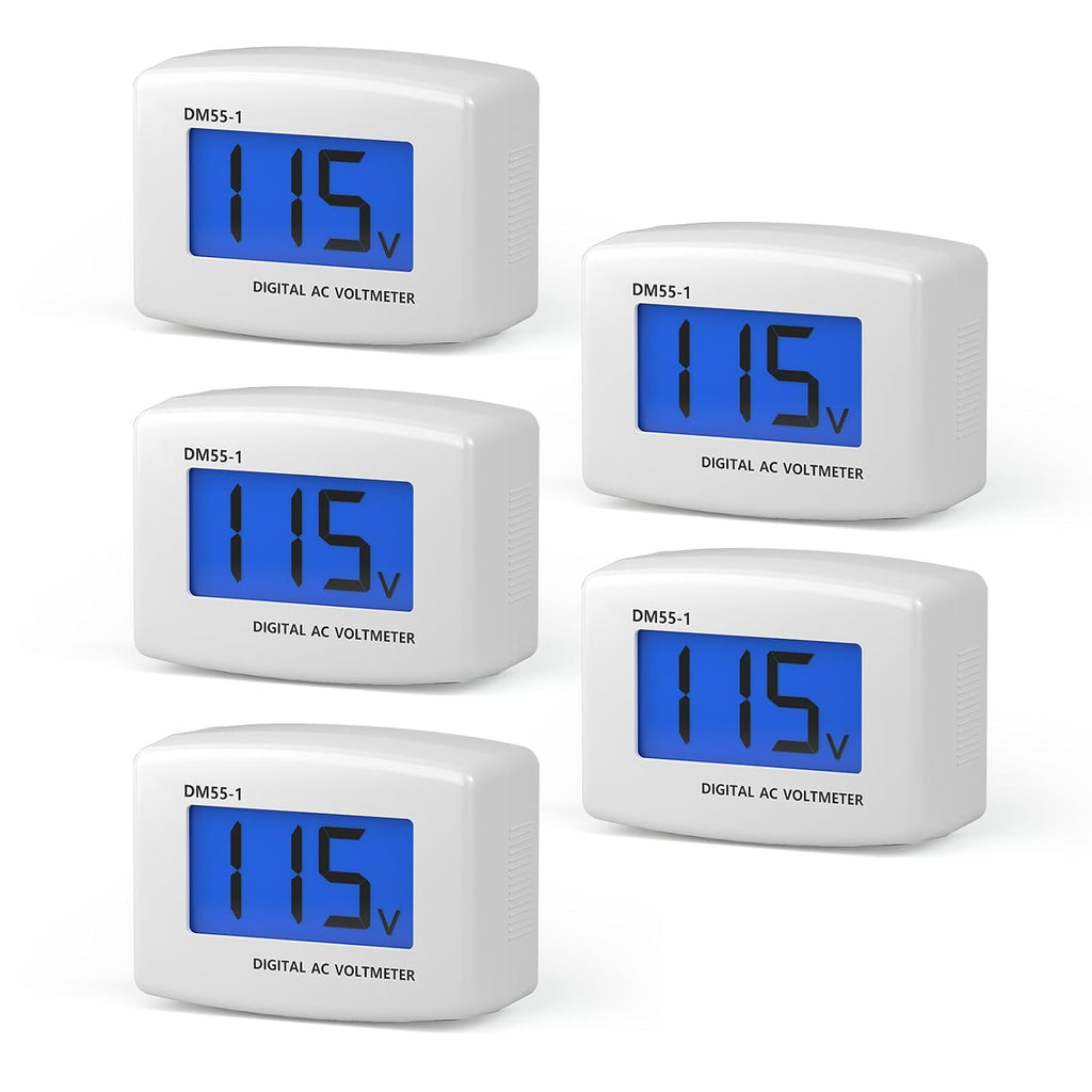 DROK Electric Voltage Testers 5pcs, AC 80-300V LCD Display Flat Plug Voltmeter Electrical Outlet Tester Plug in Digital Voltage Meter