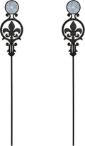 Touch of Class Pathways Reflective Driveway Marker Stake Set of Two for Outdoor Use | Fleur-de-Lis Emblem Design | Personalized Tall Reflector Set of 2 | Black Durable Finish