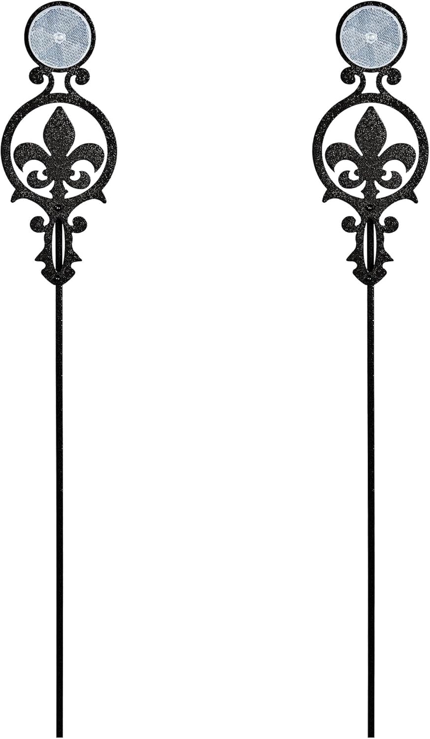 Touch of Class Pathways Reflective Driveway Marker Stake Set of Two for Outdoor Use | Fleur-de-Lis Emblem Design | Personalized Tall Reflector Set of 2 | Black Durable Finish