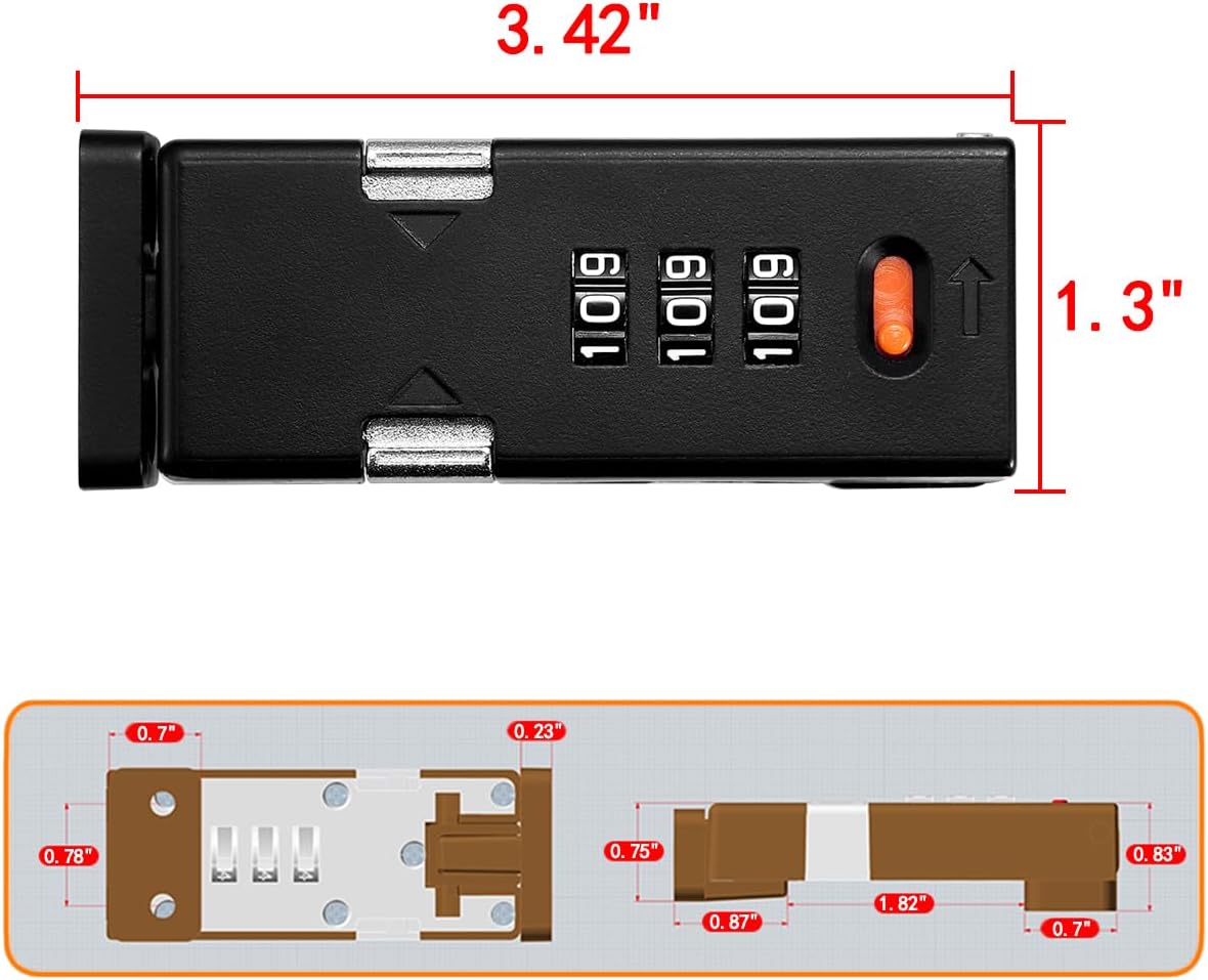 Cabinet Lock，Barn Door Latches,3-Digit Combination Security Locks,Combination Security Lock,for Office File Cabinet,Drawers,Locker,Small Door,Cupboard (1, Black_90 Degree)