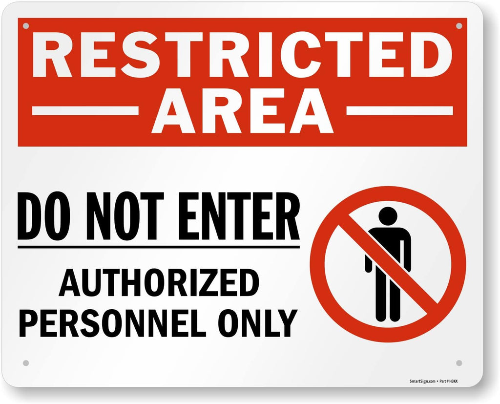 SmartSign 24 x 30 inch “Restricted Area - Do Not Enter, Authorized Personnel Only” Metal Sign with Symbol, 80 mil Laminated Rustproof Aluminum, Red, White and Black, Made in USA