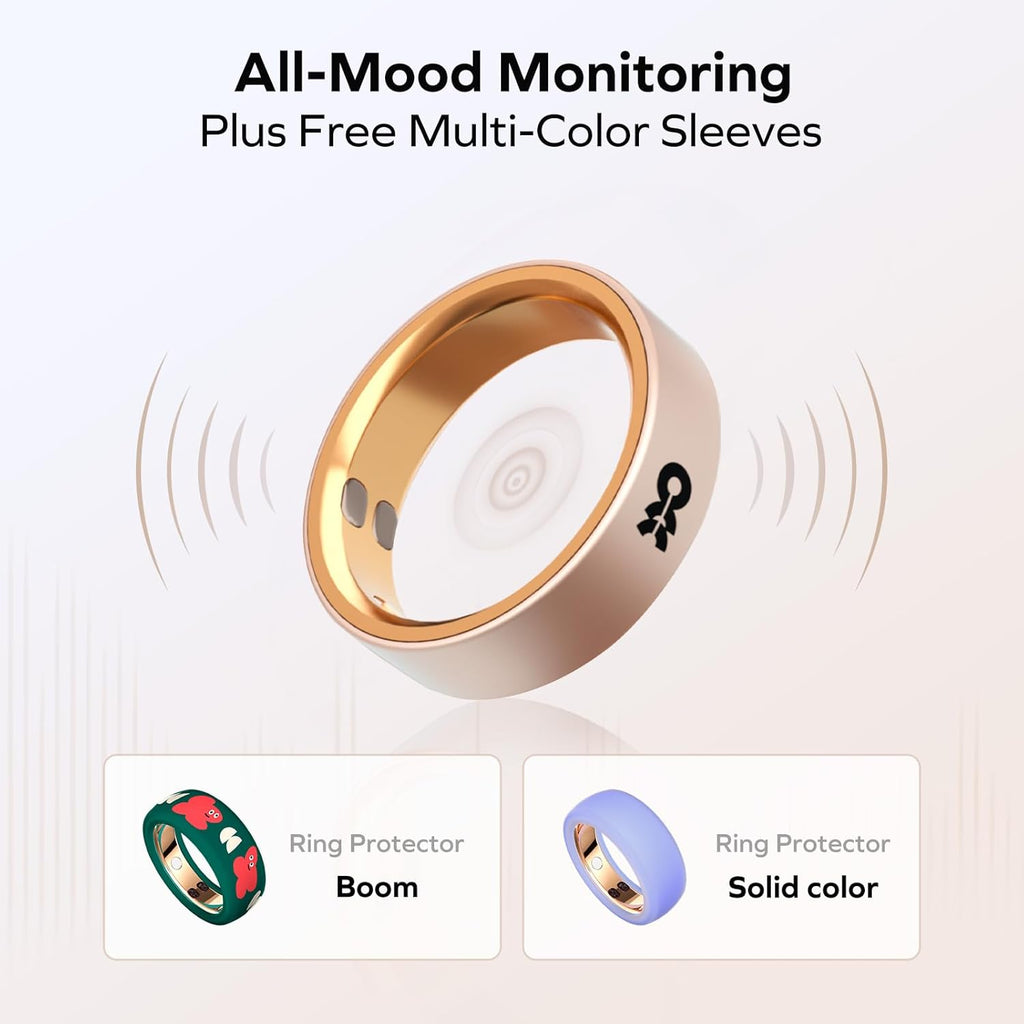 MOMAX 1-Sense Soul World’s 1st Haptic Smart Ring, AI Mood & Fitness Tracker with Touch Control, 5ATM Waterproof, No APP Subscription, Android & iOS Compatible