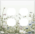 Colorful Wildflowers Daisy Plant Butterfly Floral Outlet Covers 2 Gang Double Duplex Decorative Light Switch Covers Electrical Wallplates Socket Faceplate for Bed Room Living Room Decor