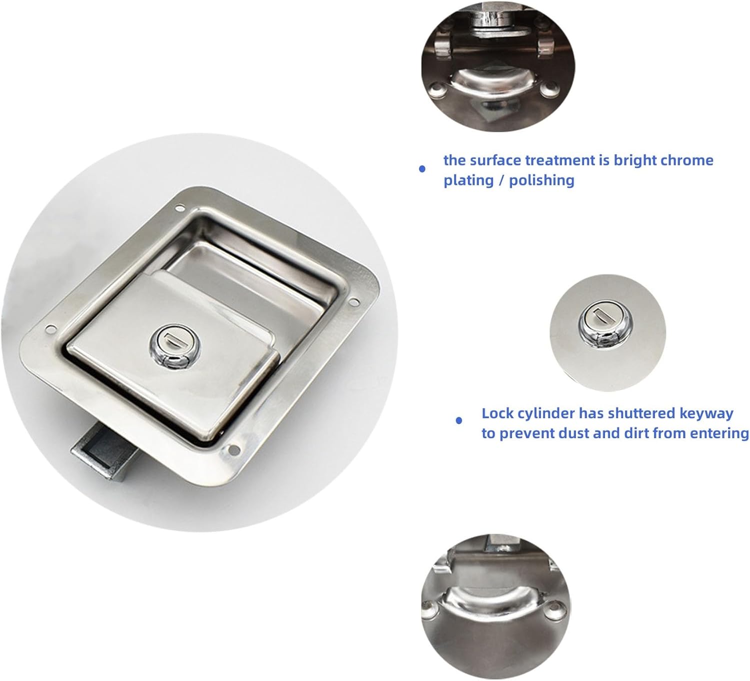 8 Pack Stainless Door Lock Heavy Duty Flush Mount Handle Latch for Trailer Toolbox RV Handle Latch with Gasket Keys