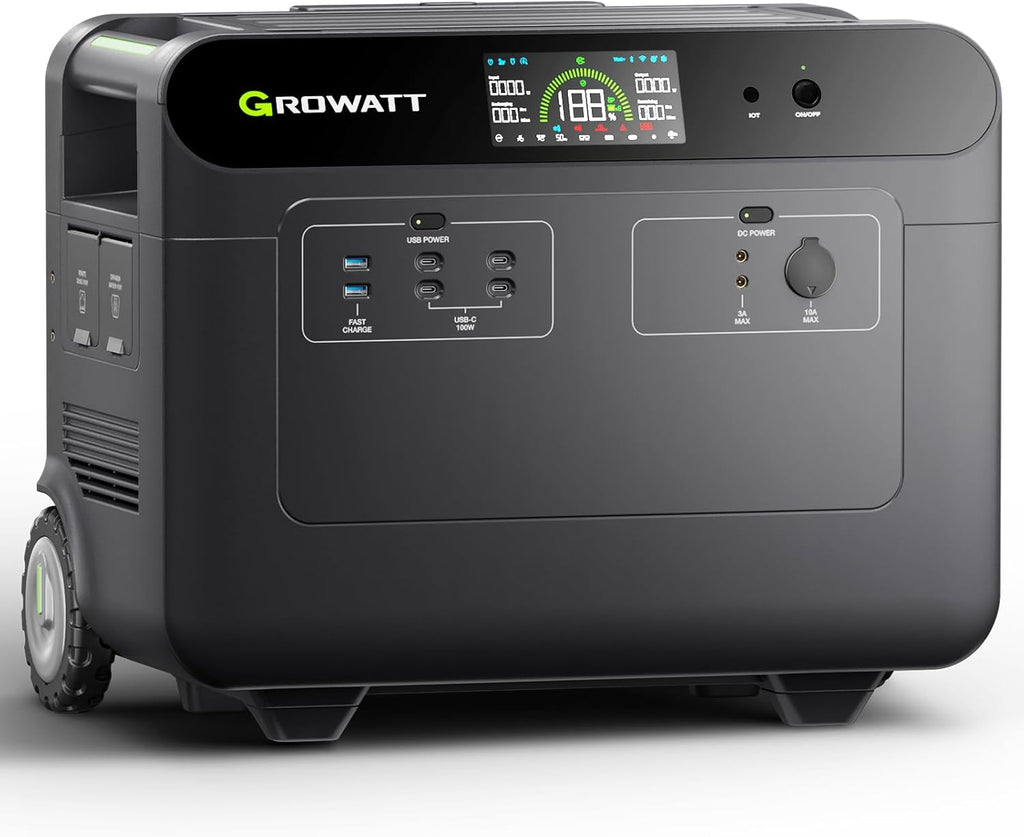 GROWATT 3686Wh Extra Battery for HELIOS 3600 Portable Power Station, LiFePo4 Expansion Battery, 9 DC Outlets for Cell Phone, PC, Tablets or Other Devices, for Home Use, Emergency, Camping and RV