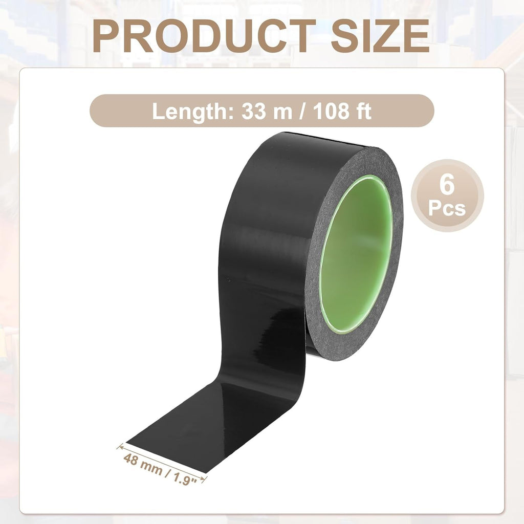 PATIKIL Floor Marking Tape 2 Inch x 110 Ft, 6 Pcs Self-Adhesive Warning Safety Tape Caution Stripe for Walls Floors Pipes Equipment Outdoor, Black