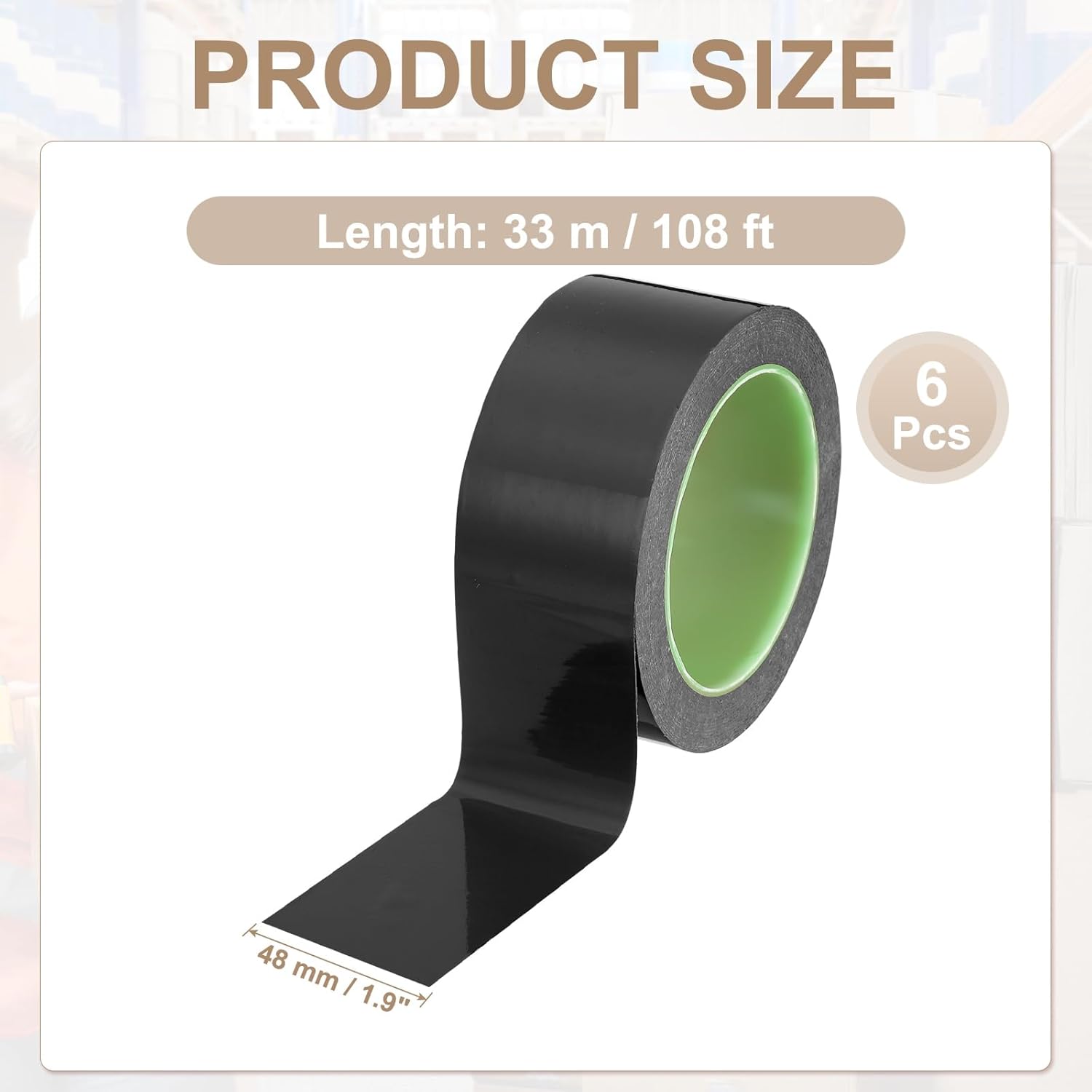 PATIKIL Floor Marking Tape 2 Inch x 110 Ft, 6 Pcs Self-Adhesive Warning Safety Tape Caution Stripe for Walls Floors Pipes Equipment Outdoor, Black